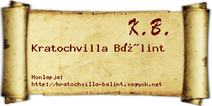 Kratochvilla Bálint névjegykártya