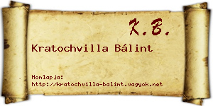 Kratochvilla Bálint névjegykártya